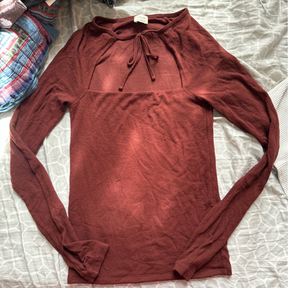 Wilfred Aritzia Knit Top with front tie